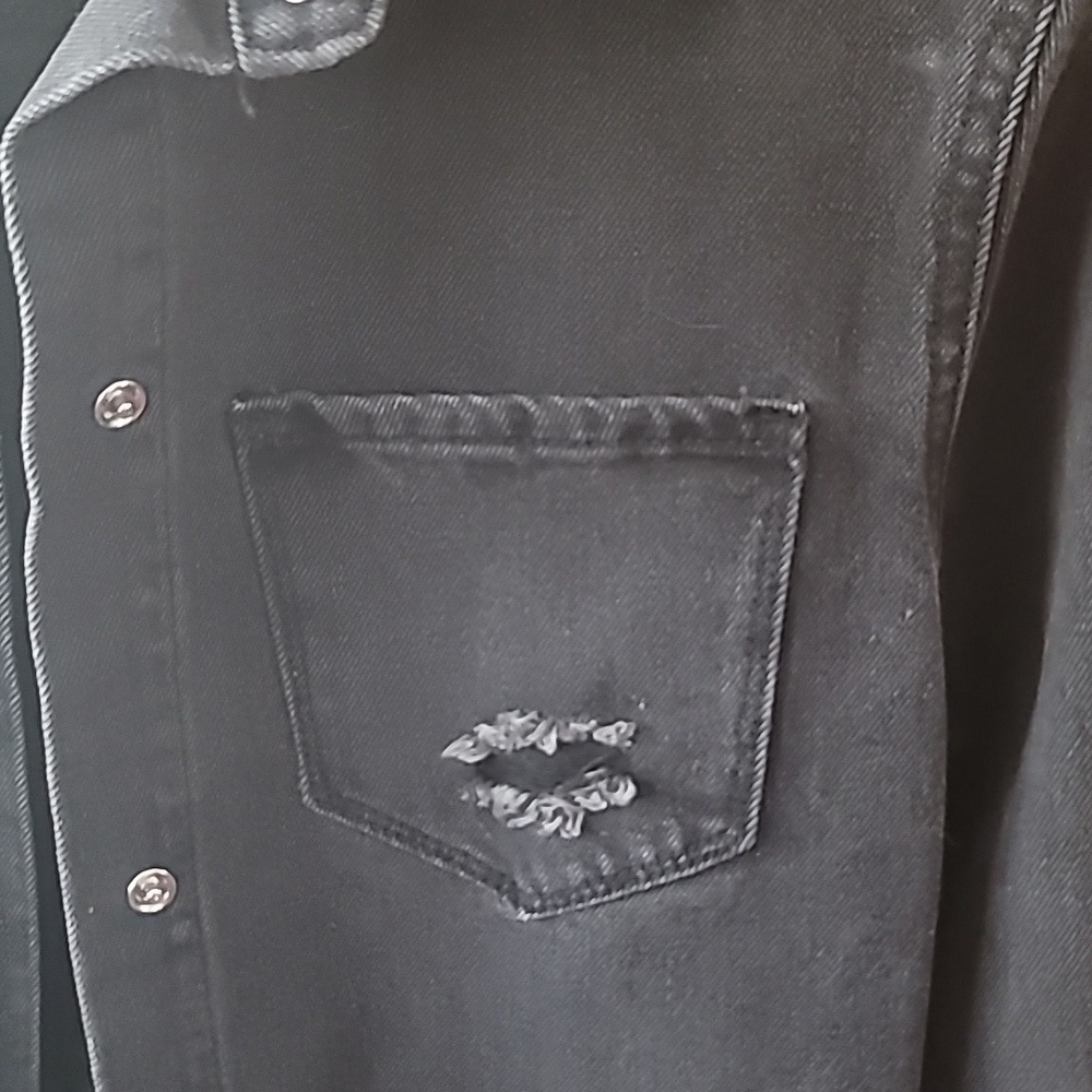 Destressed Jean Shacket - Picture 2 of 10